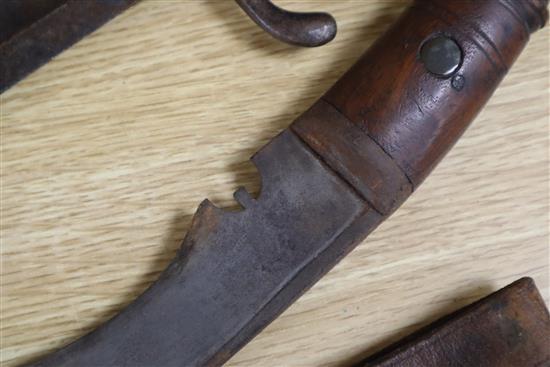 A kukri and a bayonet